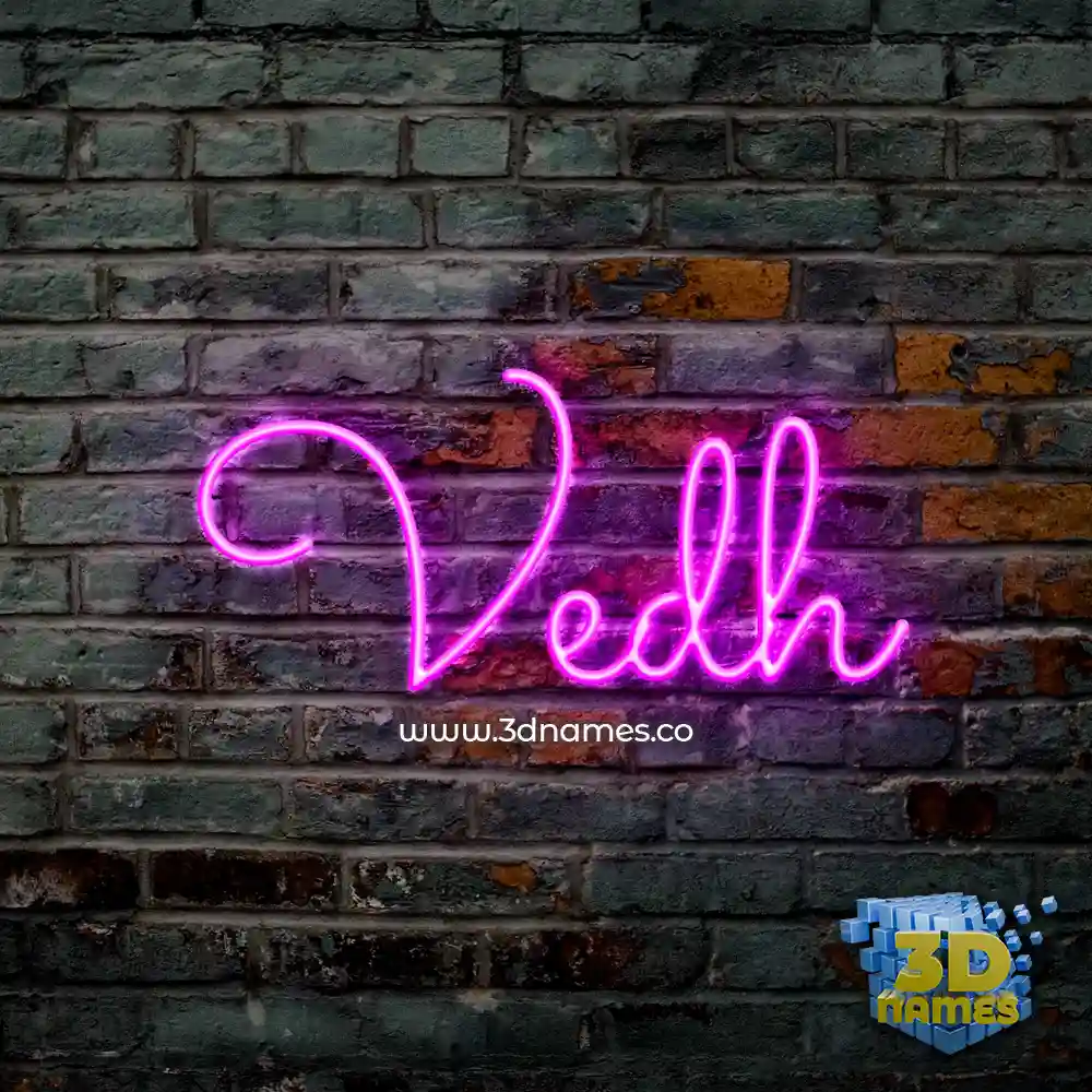 vedh in Pink Neon style - 3D name wallpaper