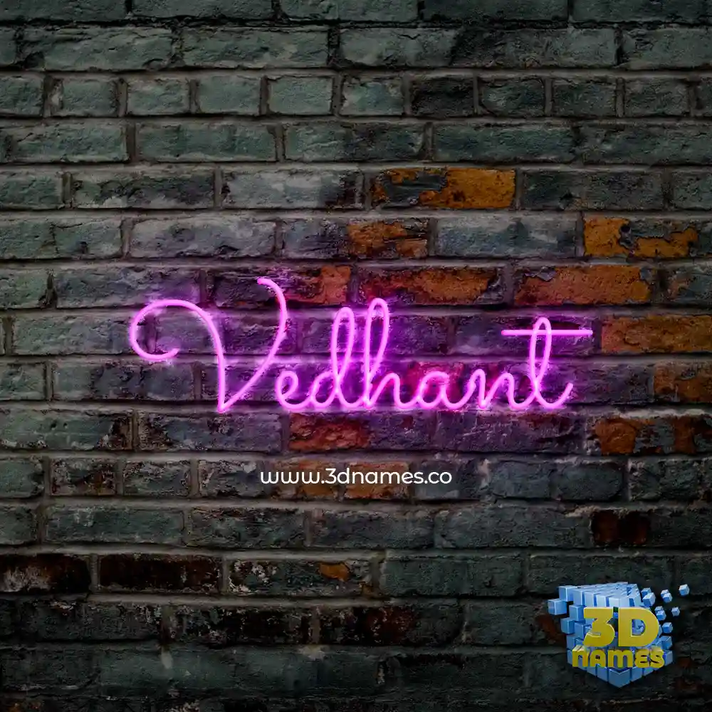 vedhant in Pink Neon style - 3D name wallpaper