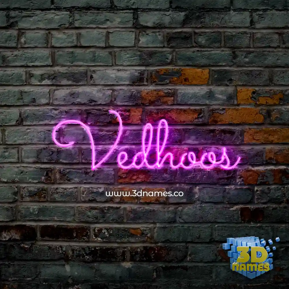 vedhoos in Pink Neon style - 3D name wallpaper