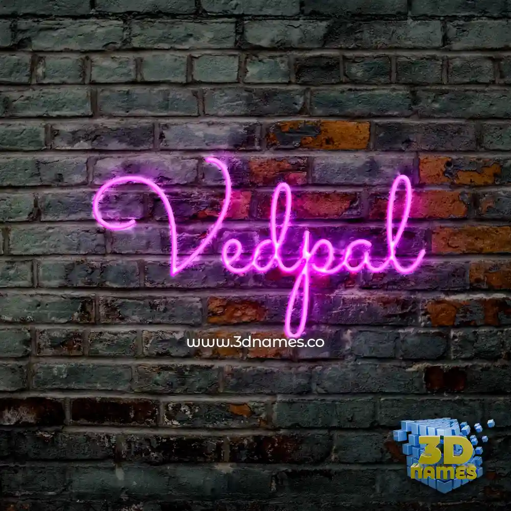 vedpal in Pink Neon style - 3D name wallpaper
