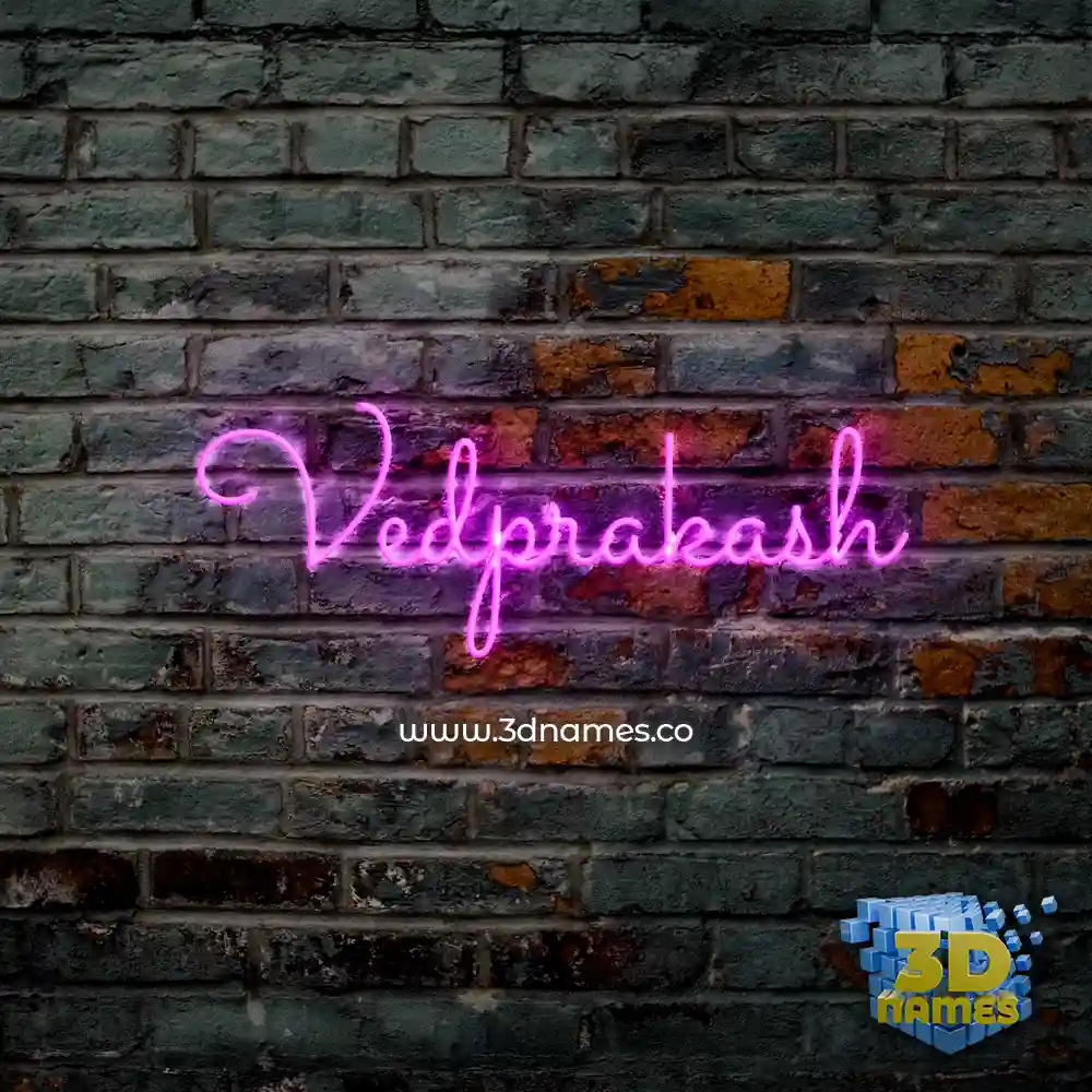 vedprakash in Pink Neon style - 3D name wallpaper
