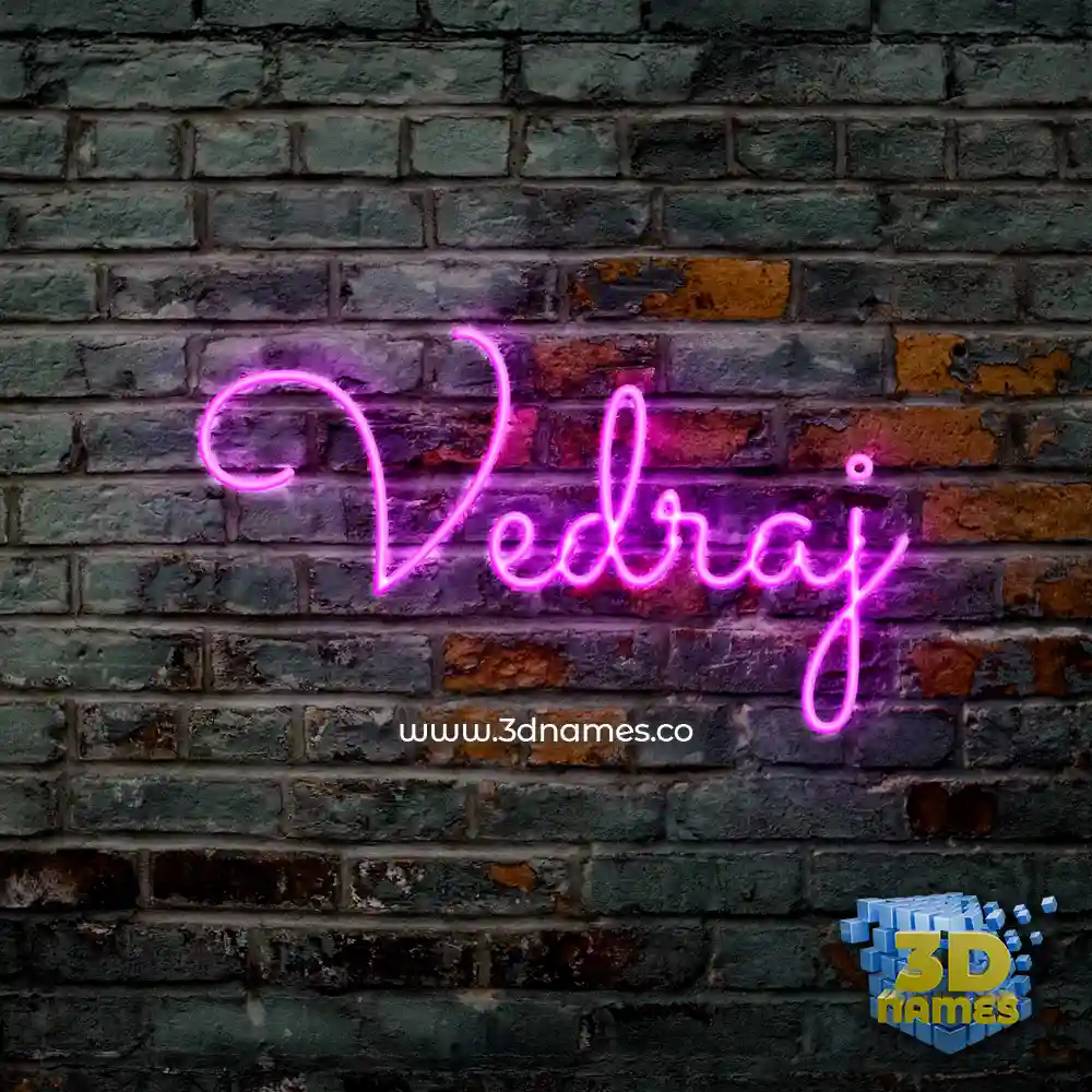 vedraj in Pink Neon style - 3D name wallpaper
