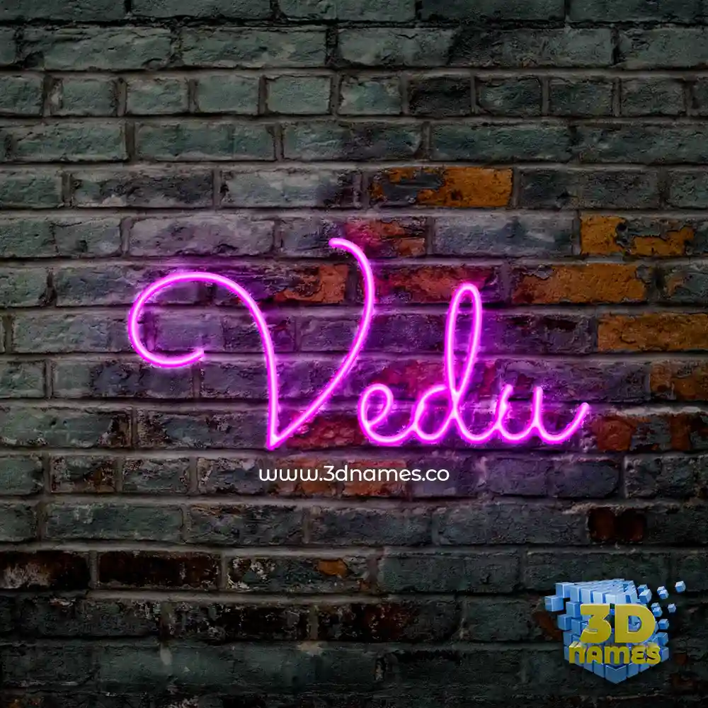 vedu in Pink Neon style - 3D name wallpaper