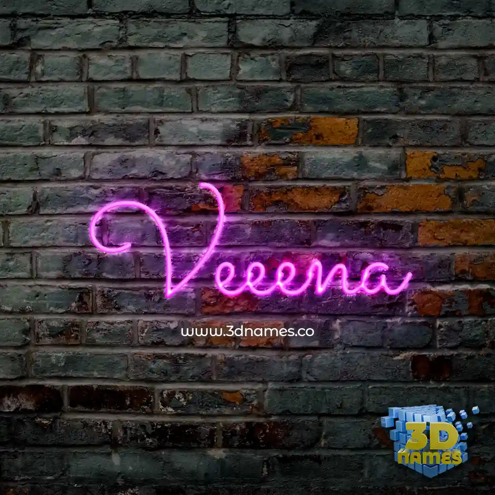 veeena in Pink Neon style - 3D name wallpaper