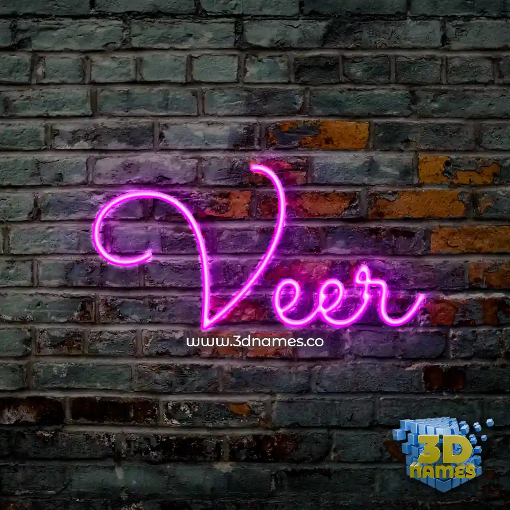 veer in Pink Neon style - 3D name wallpaper