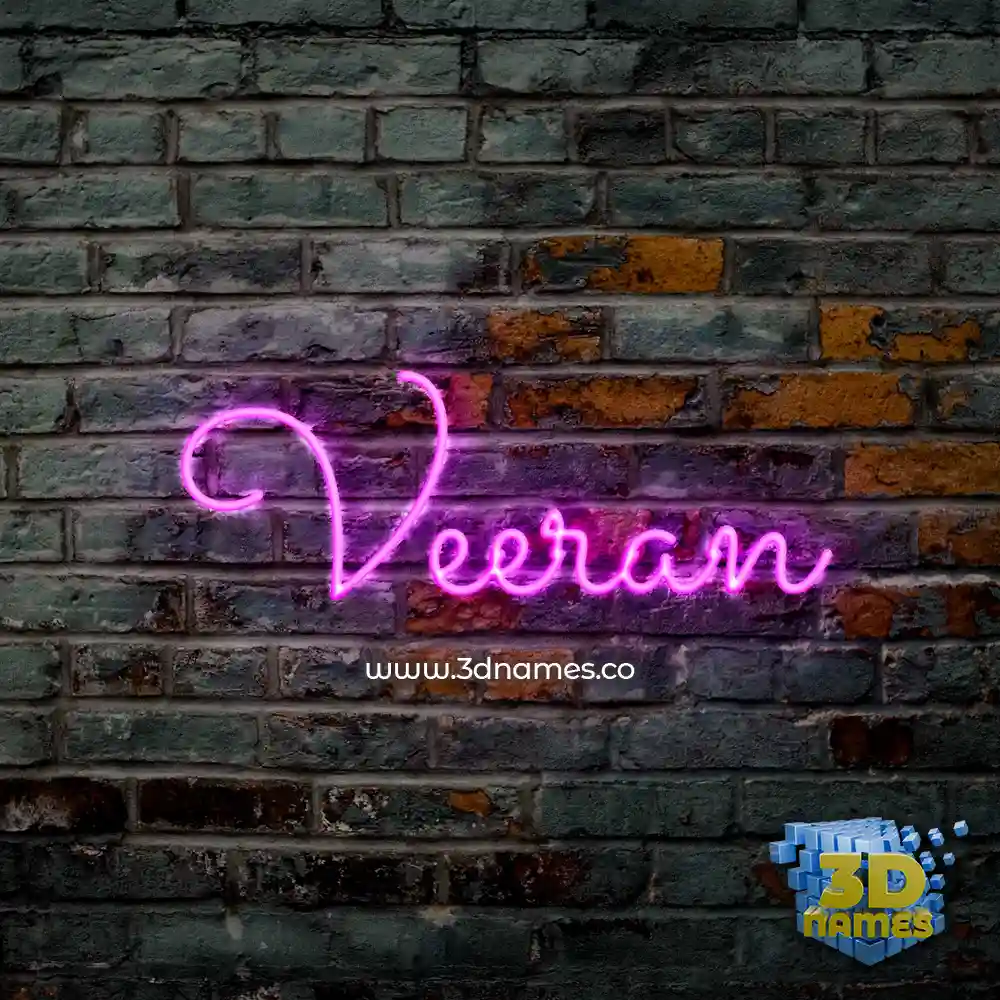 veeran in Pink Neon style - 3D name wallpaper