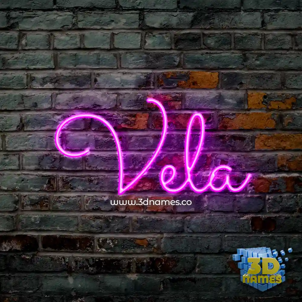 vela in Pink Neon style - 3D name wallpaper