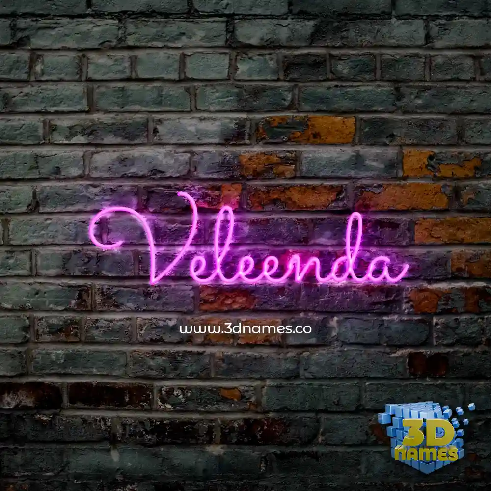 veleenda in Pink Neon style - 3D name wallpaper