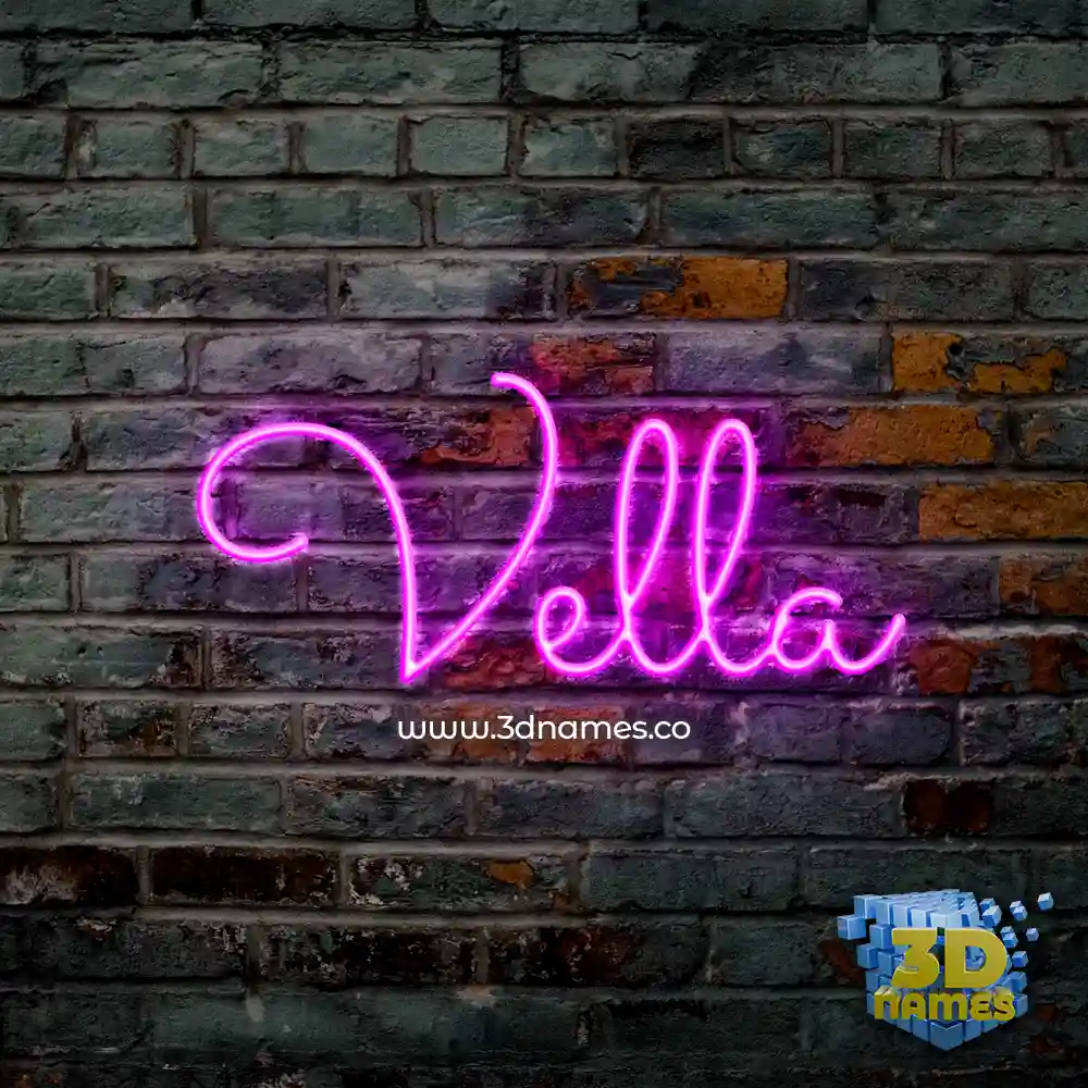 vella in Pink Neon style - 3D name wallpaper