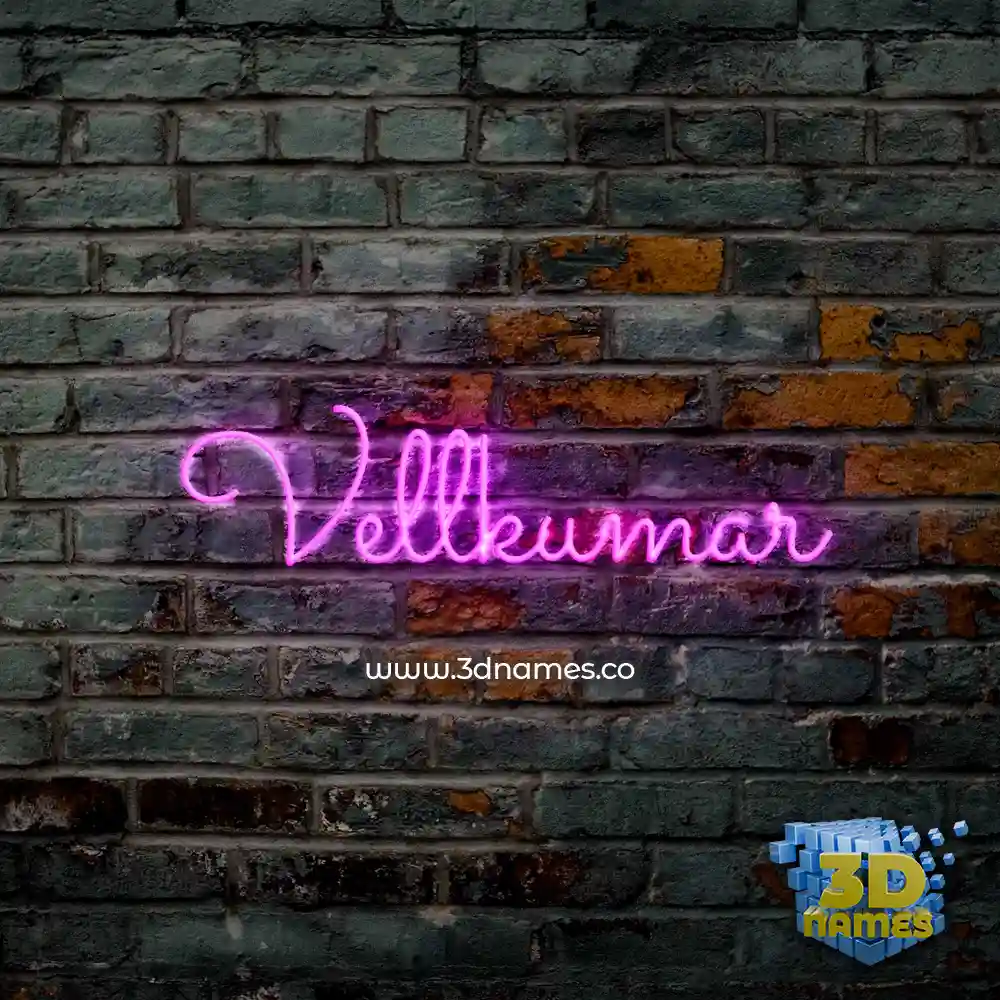 vellkumar in Pink Neon style - 3D name wallpaper
