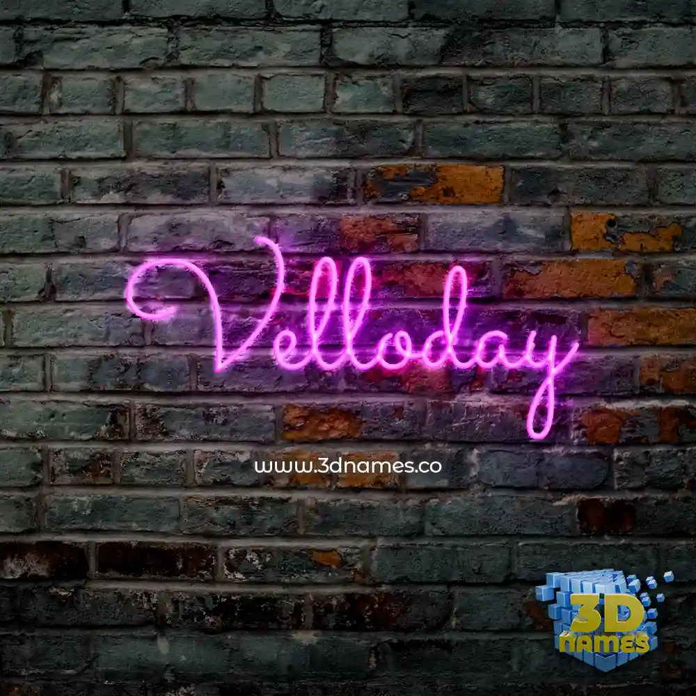 velloday in Pink Neon style - 3D name wallpaper