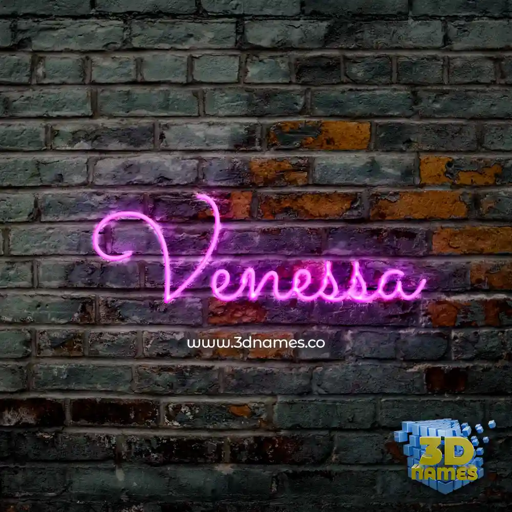 venessa in Pink Neon style - 3D name wallpaper