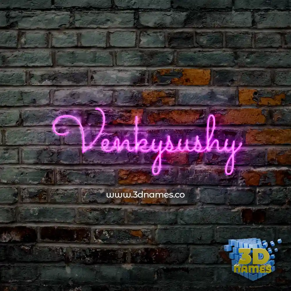 venkysushy in Pink Neon style - 3D name wallpaper