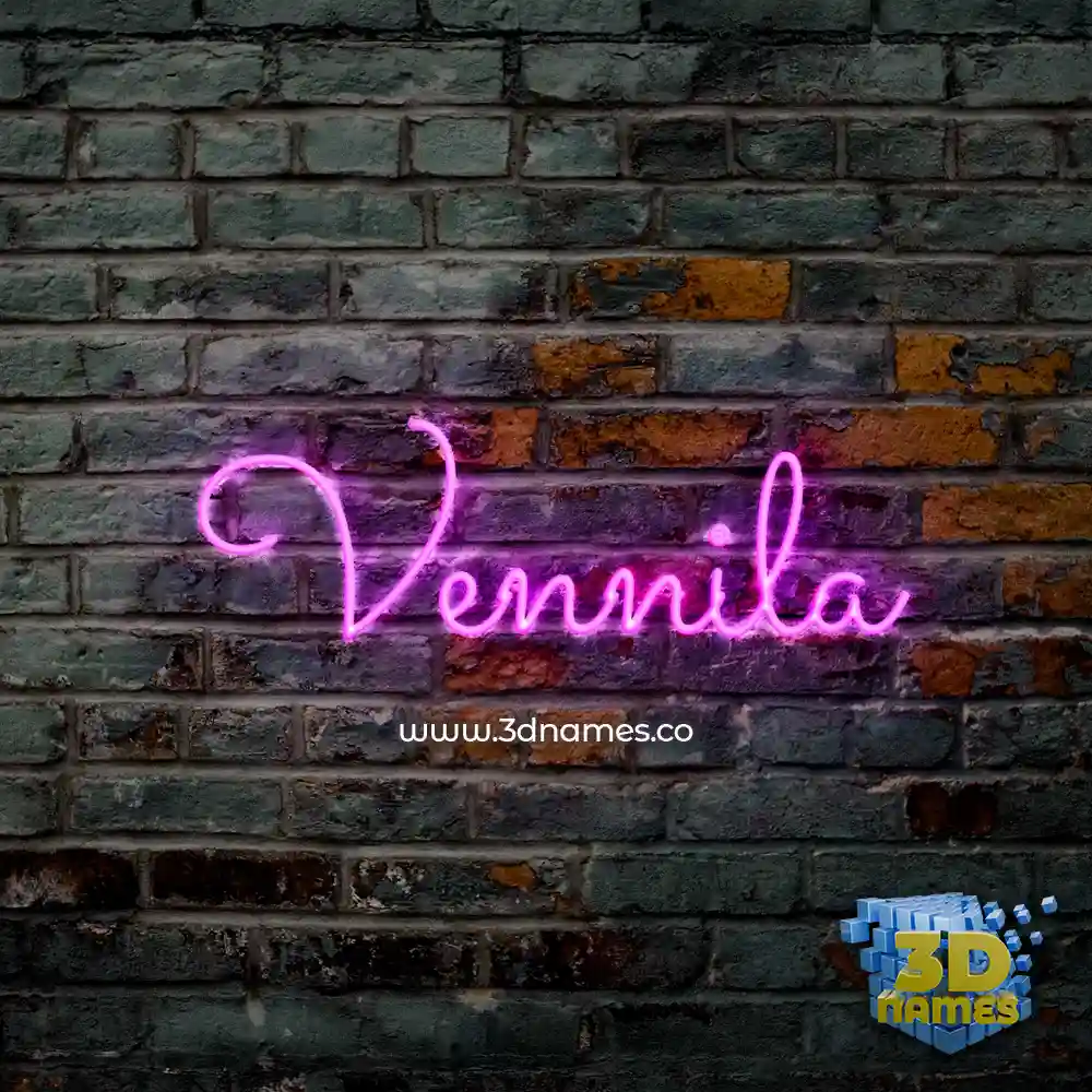 vennila in Pink Neon style - 3D name wallpaper