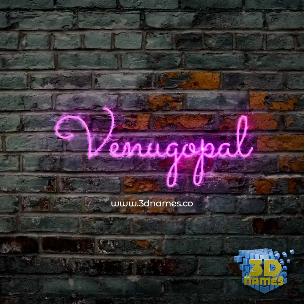 venugopal in Pink Neon style - 3D name wallpaper