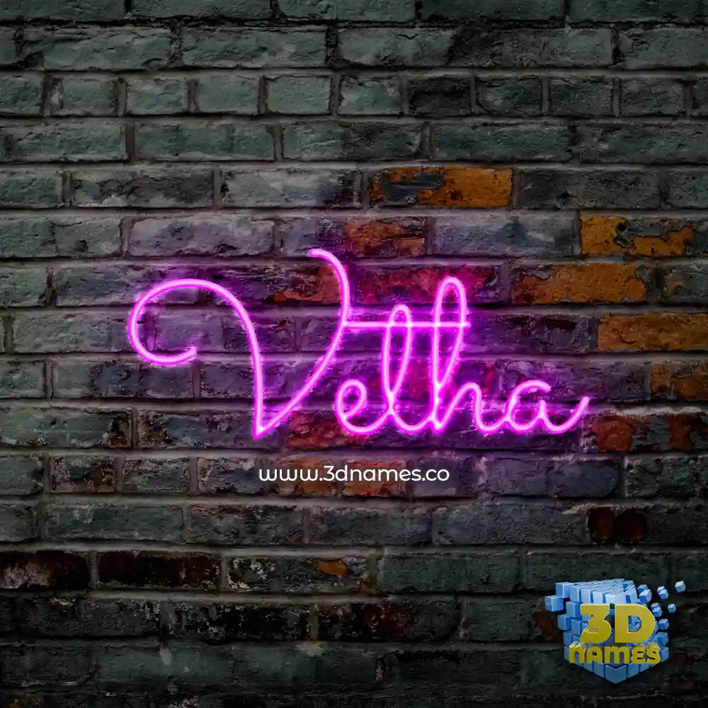 vetha in Pink Neon style - 3D name wallpaper