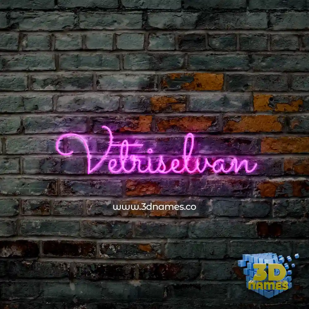 vetriselvan in Pink Neon style - 3D name wallpaper