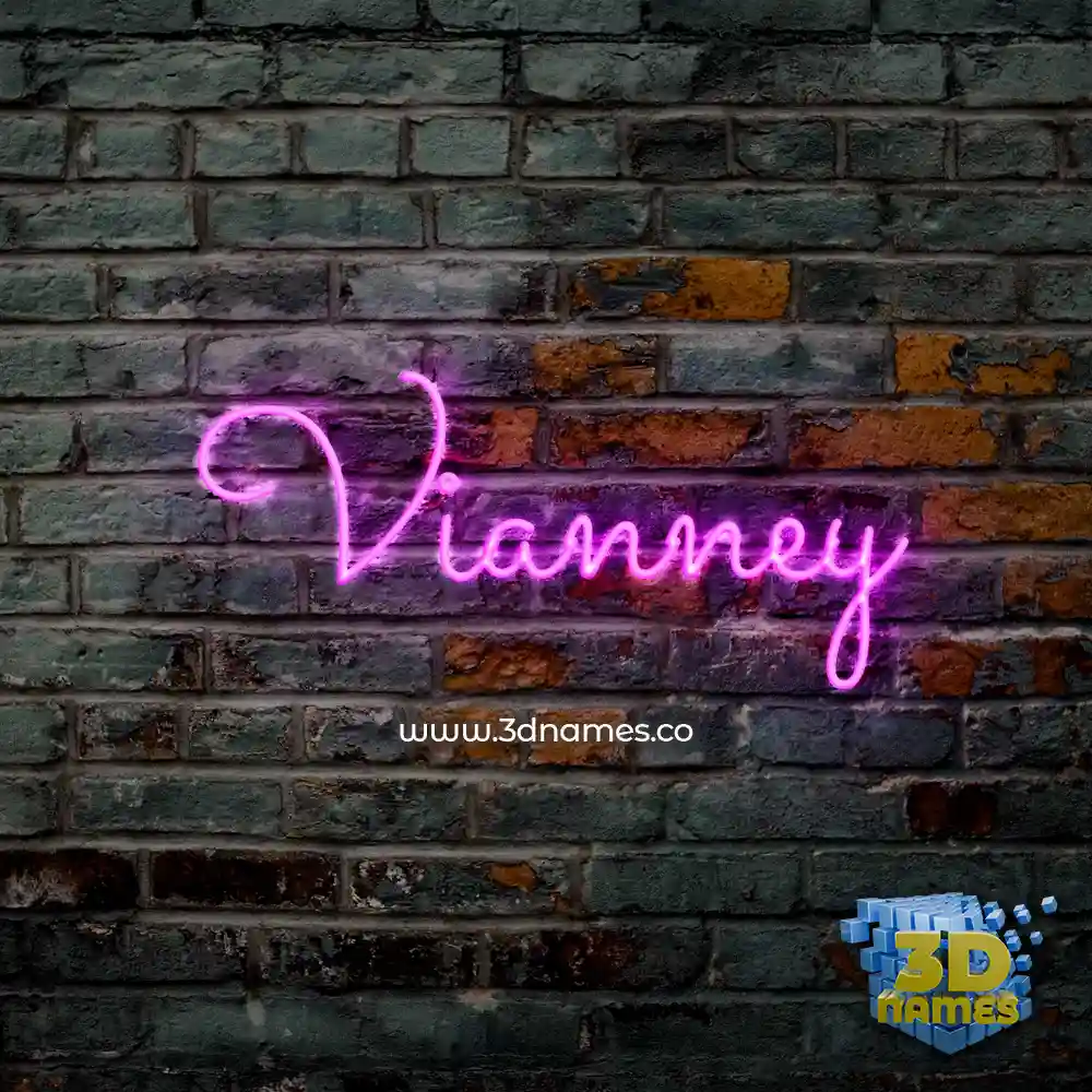 vianney in Pink Neon style - 3D name wallpaper