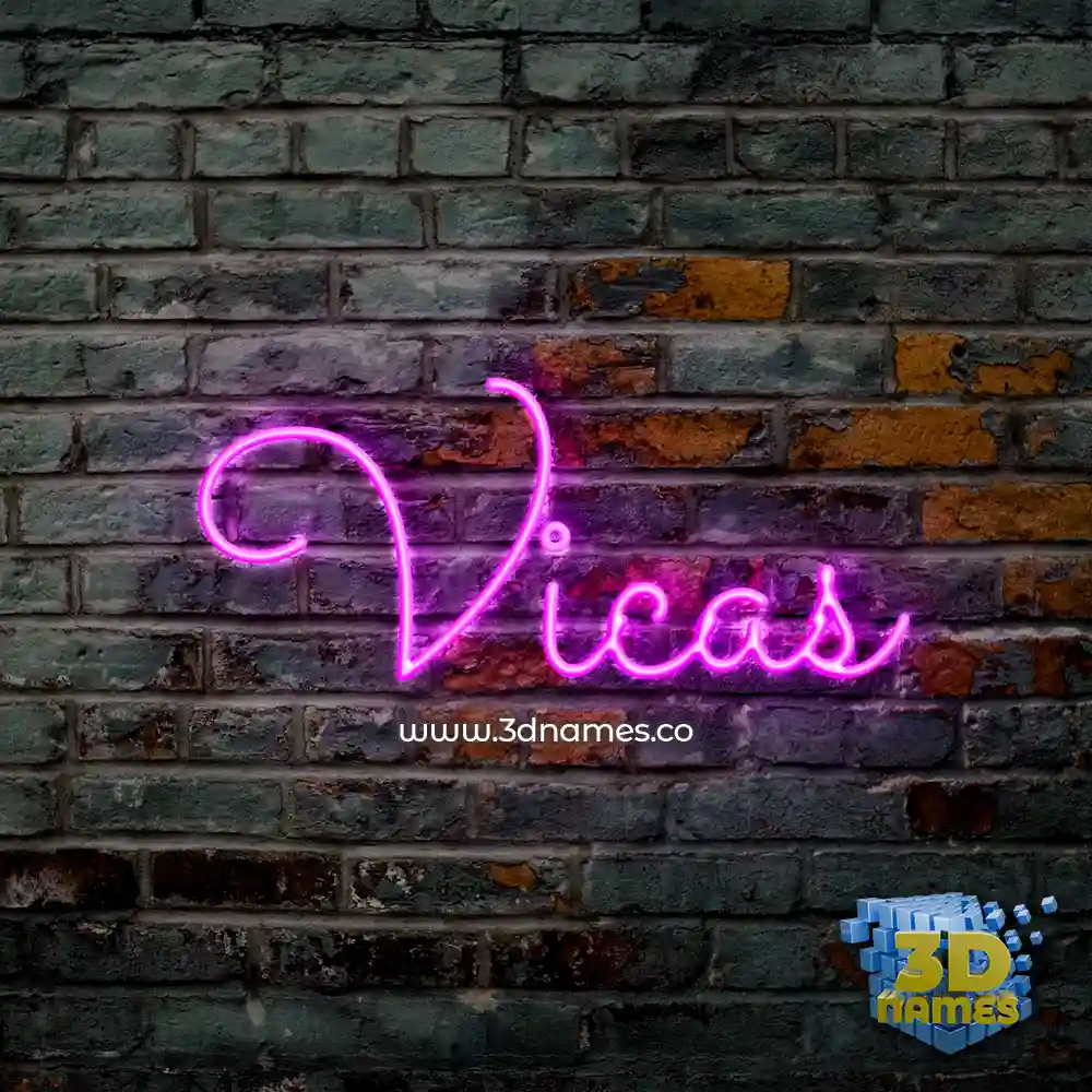 vicas in Pink Neon style - 3D name wallpaper