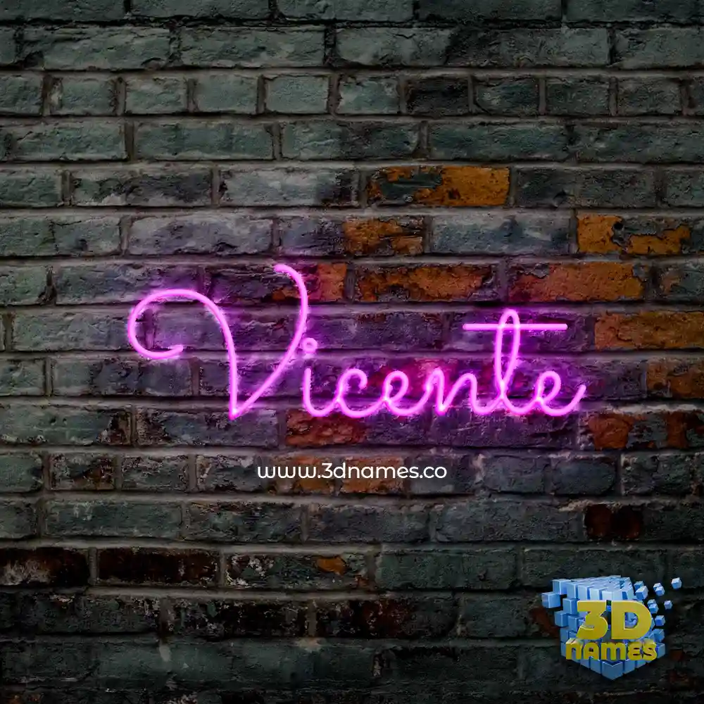 vicente in Pink Neon style - 3D name wallpaper