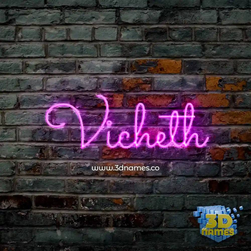 vicheth in Pink Neon style - 3D name wallpaper