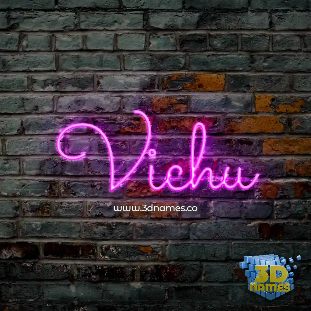 vichu in Pink Neon style - 3D name wallpaper