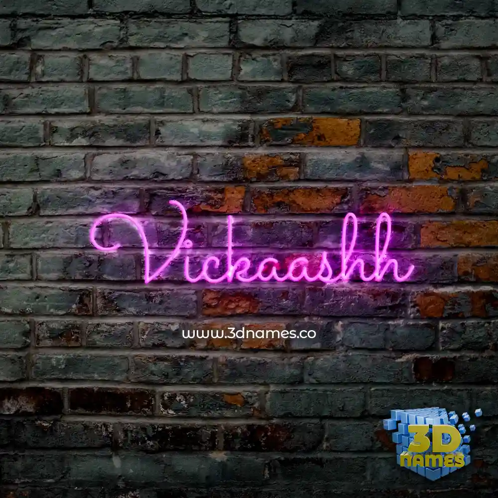 vickaashh in Pink Neon style - 3D name wallpaper