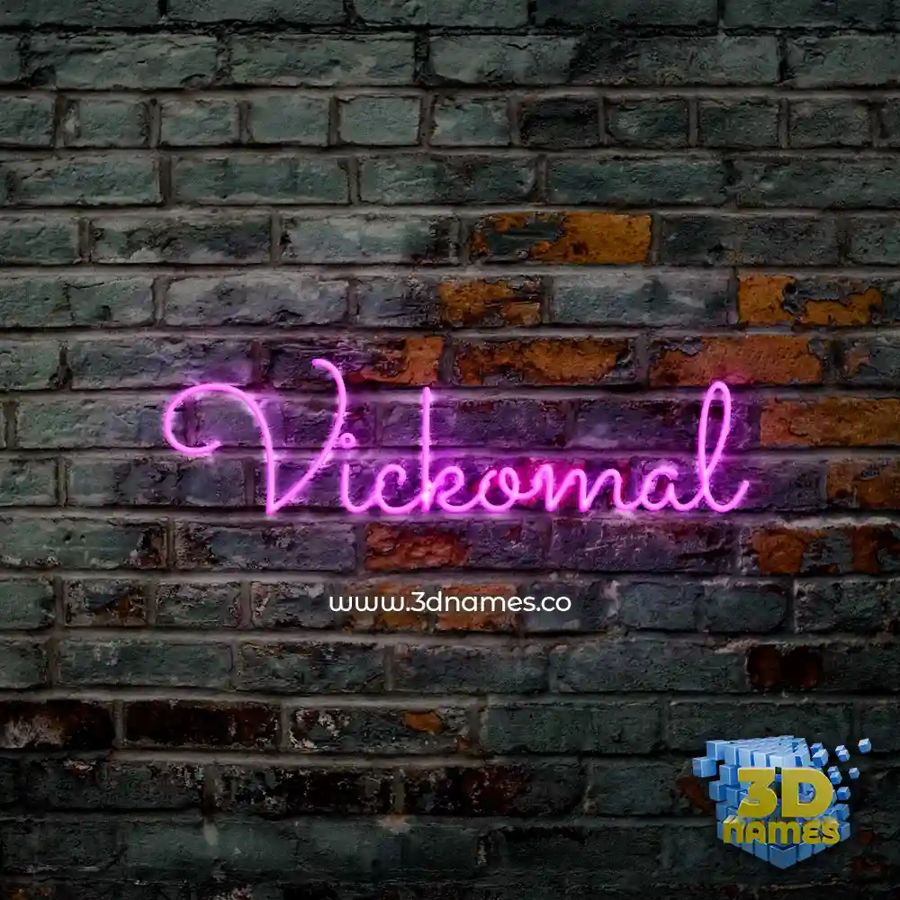 vickomal in Pink Neon style - 3D name wallpaper