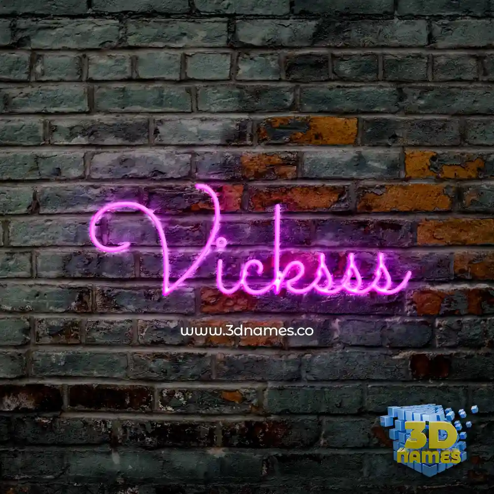 vicksss in Pink Neon style - 3D name wallpaper