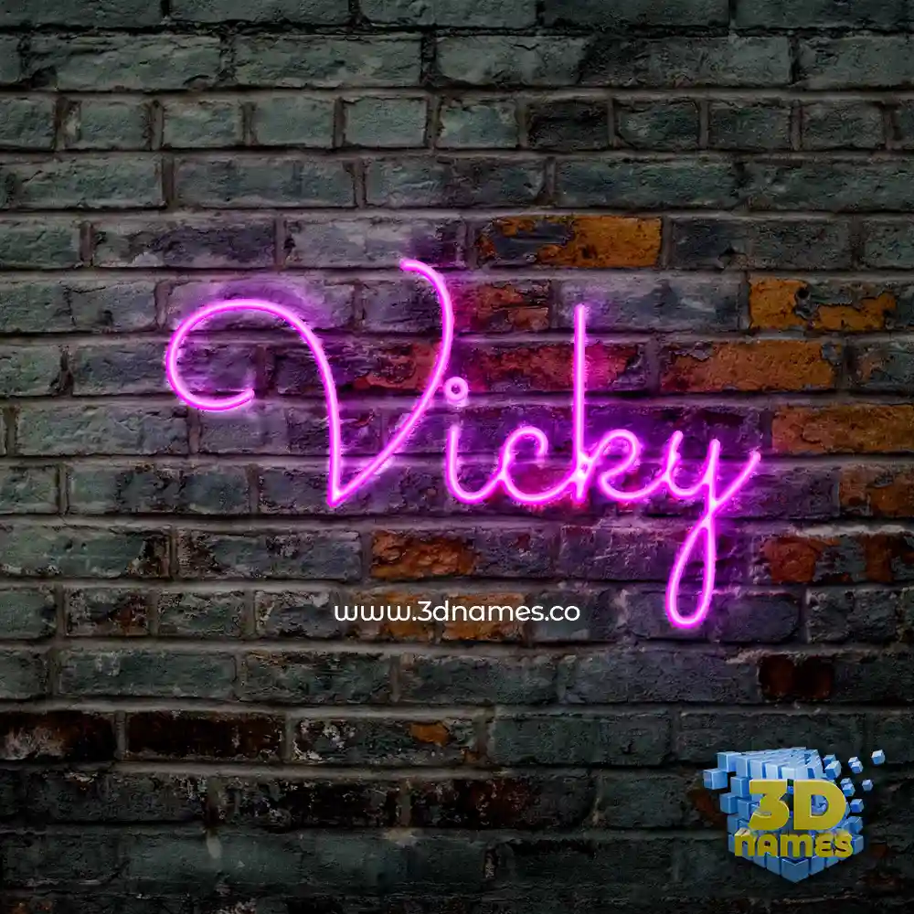 vicky in Pink Neon style - 3D name wallpaper