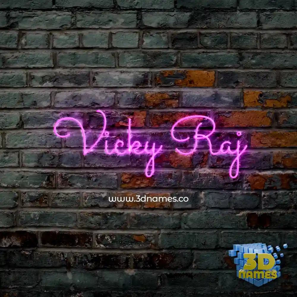 vicky raj in Pink Neon style - 3D name wallpaper