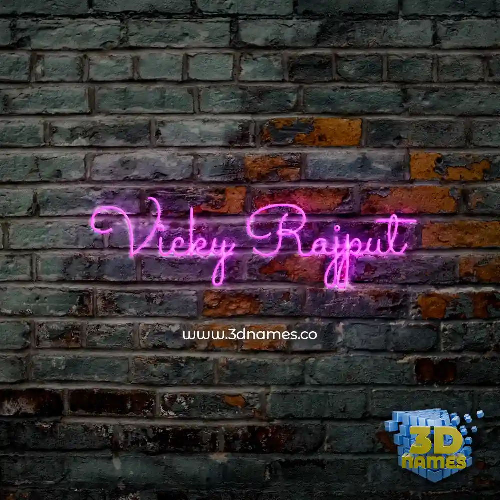 vicky rajput in Pink Neon style - 3D name wallpaper