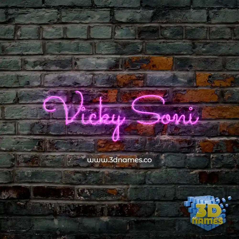 vicky soni in Pink Neon style - 3D name wallpaper