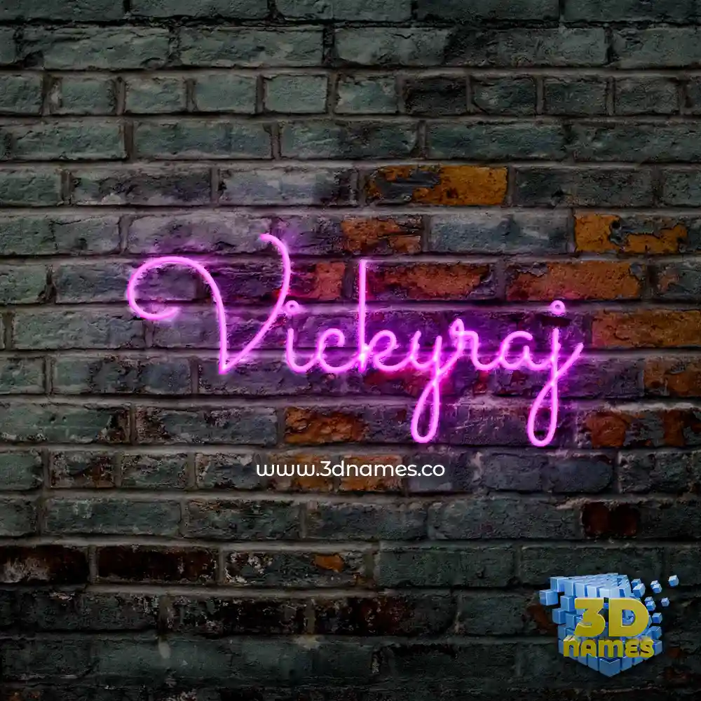 vickyraj in Pink Neon style - 3D name wallpaper