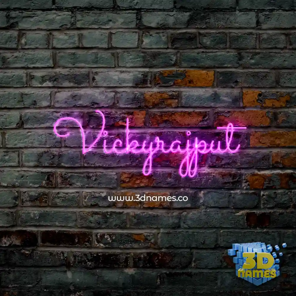 vickyrajput in Pink Neon style - 3D name wallpaper