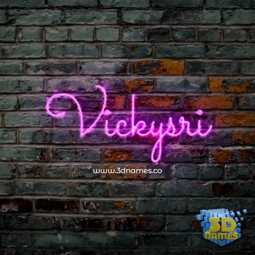 vickysri in Pink Neon style - 3D name wallpaper
