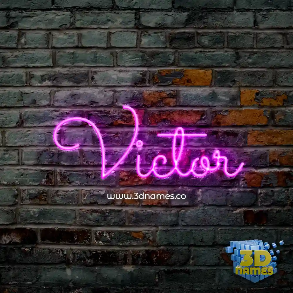 victor in Pink Neon style - 3D name wallpaper