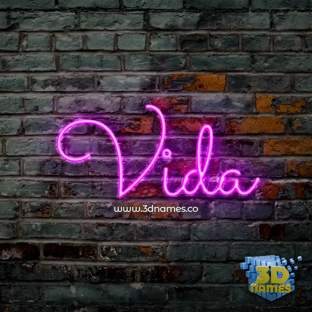 vida in Pink Neon style - 3D name wallpaper