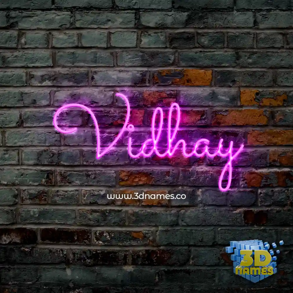 vidhay in Pink Neon style - 3D name wallpaper