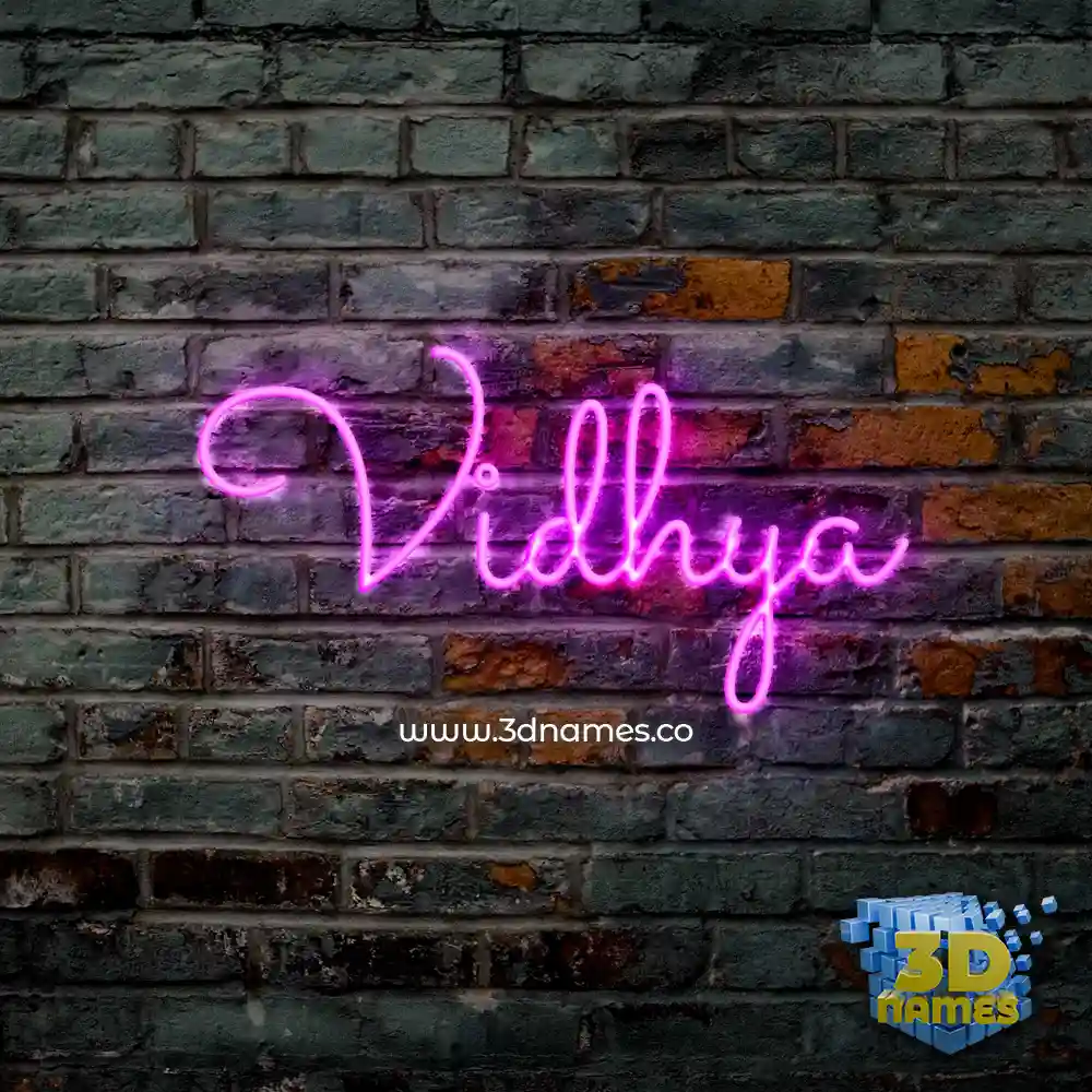 vidhya in Pink Neon style - 3D name wallpaper