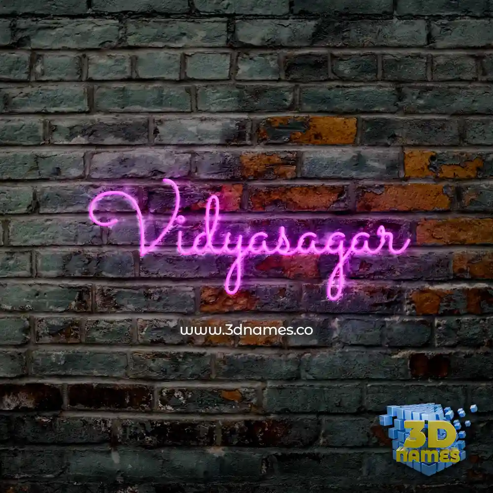 vidyasagar in Pink Neon style - 3D name wallpaper