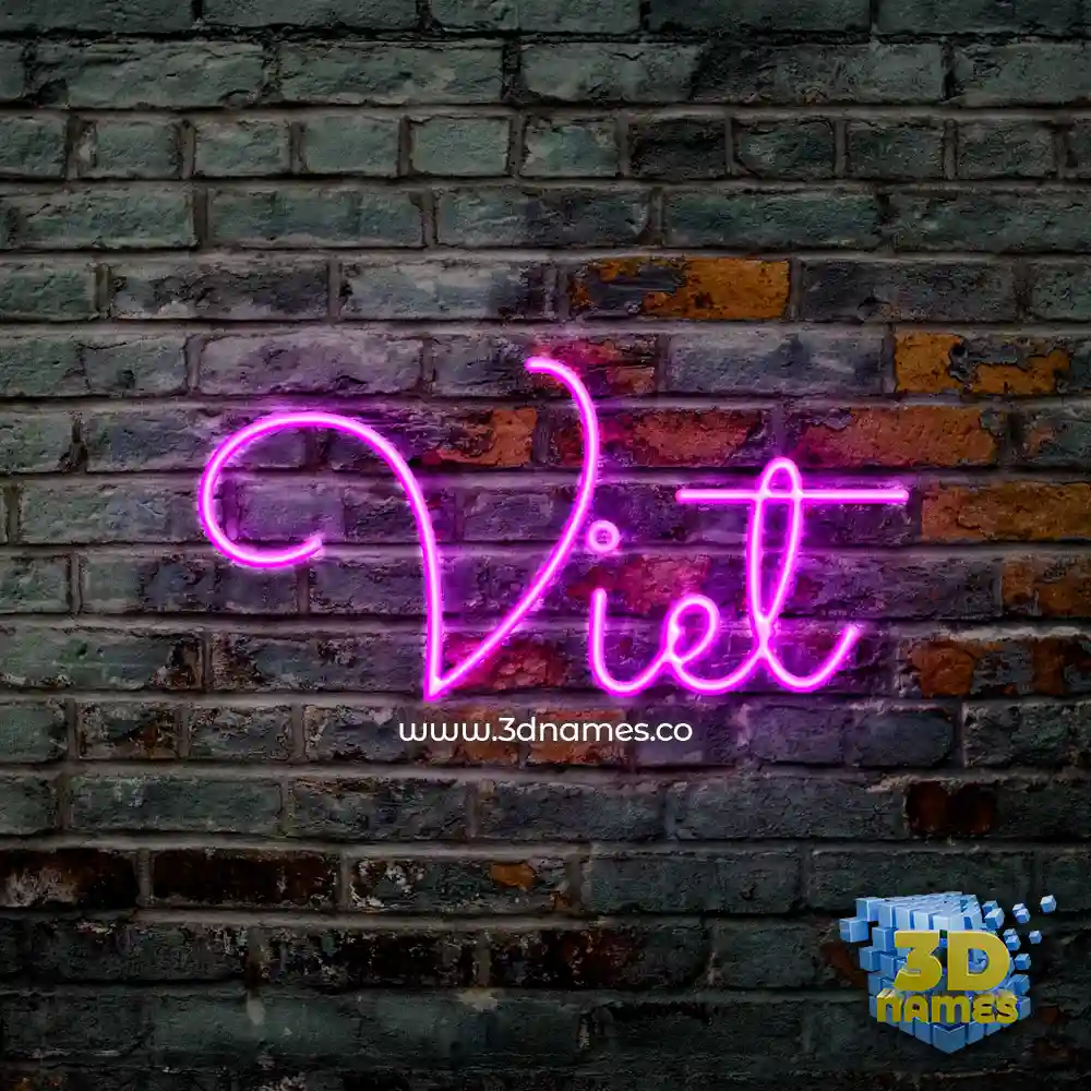 viet in Pink Neon style - 3D name wallpaper