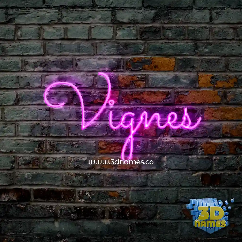vignes in Pink Neon style - 3D name wallpaper