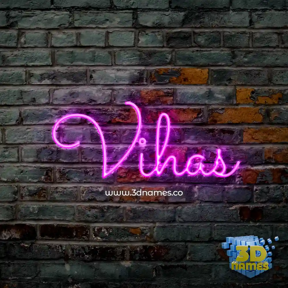 vihas in Pink Neon style - 3D name wallpaper