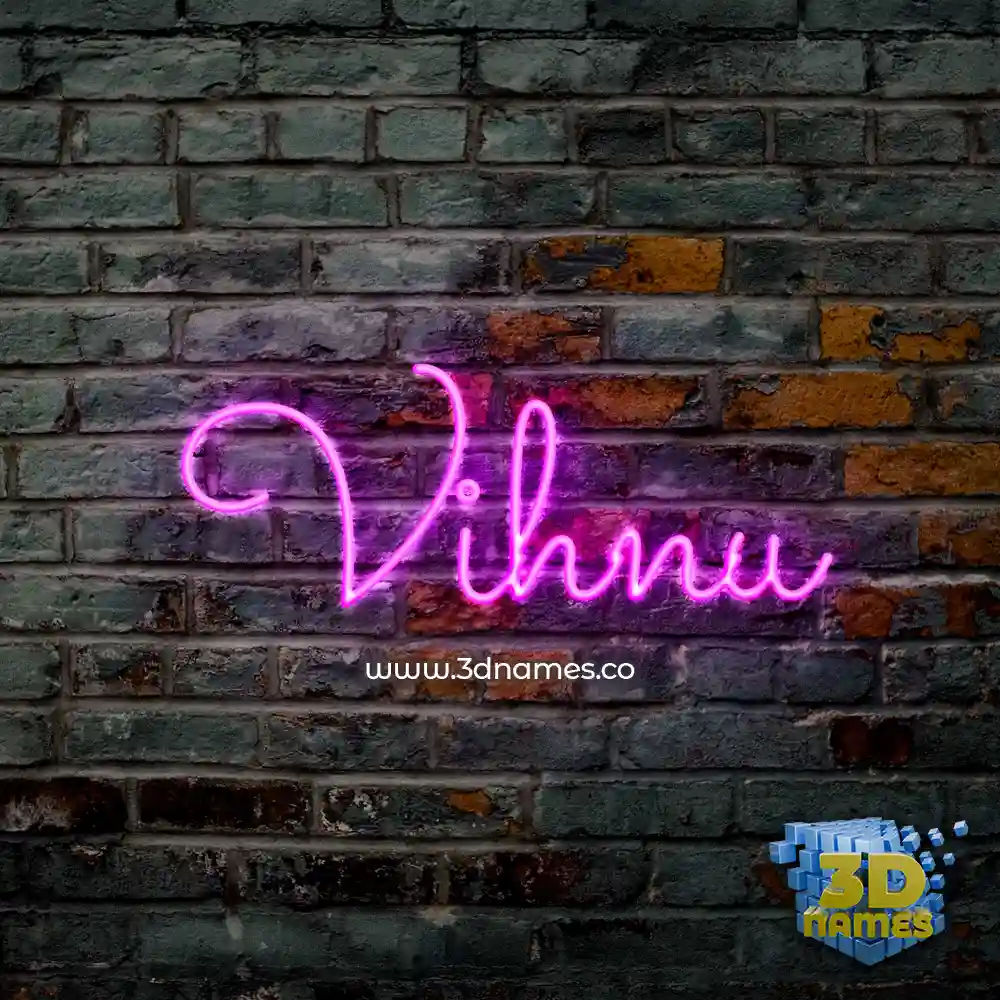 vihnu in Pink Neon style - 3D name wallpaper