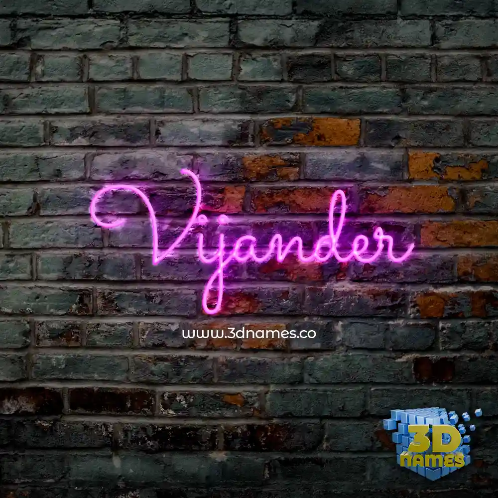 vijander in Pink Neon style - 3D name wallpaper