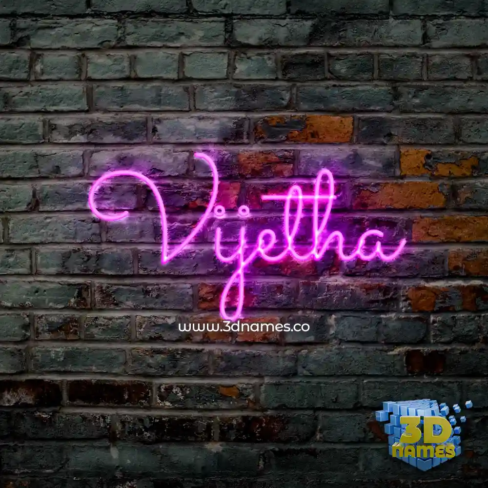 vijetha in Pink Neon style - 3D name wallpaper