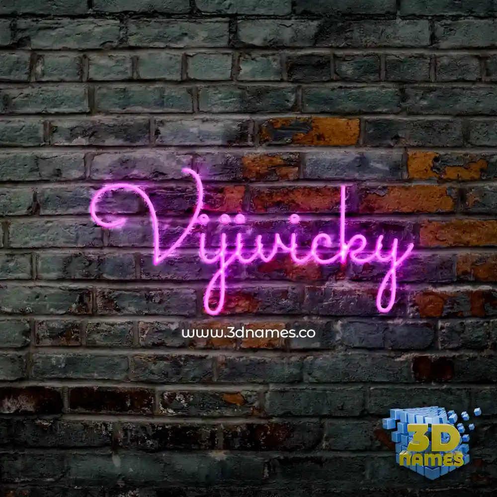 vijivicky in Pink Neon style - 3D name wallpaper