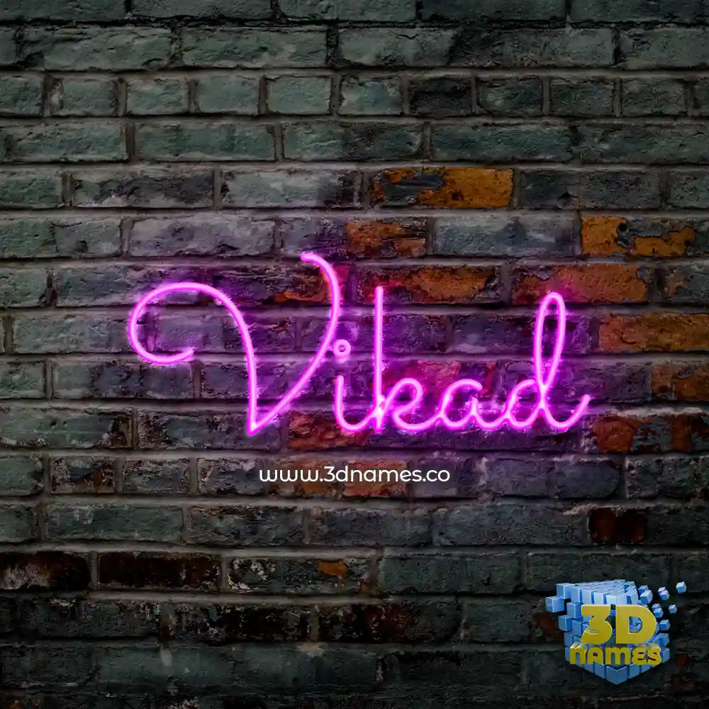 vikad in Pink Neon style - 3D name wallpaper