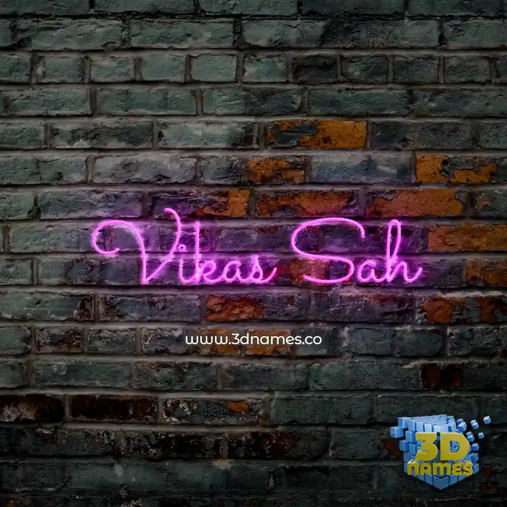 vikas sah in Pink Neon style - 3D name wallpaper